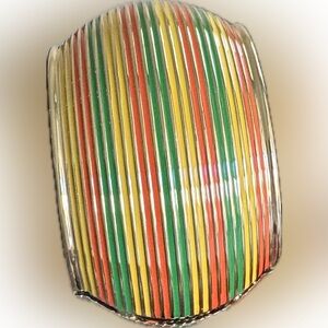 Cuff bangle hinged orange yellow green